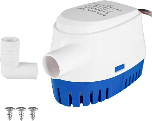 Bomba de sentina marina automática de 12 V 1100 GPH con interruptor de flotador integrado - Bomba de agua sumergible de encendido/apagado automático