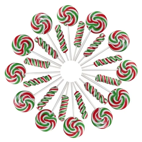 Miniatura 5 de Paletas de caramelo navideñas - 24 paletas festivas envueltas individualmente al por mayor - 18g remolinos y 12g pop retorcido
