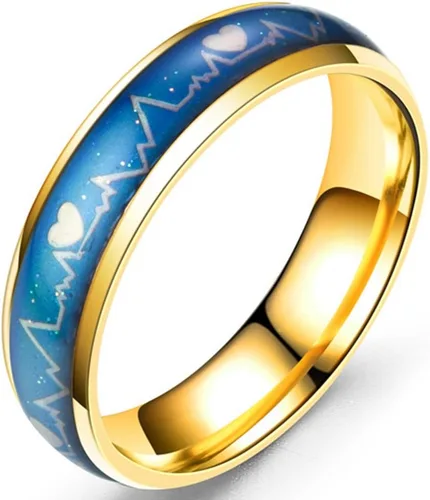 Miniatura 4 de Jude Jewelers Anillo de acero inoxidable que cambia de color, corazón, estado de ánimo, alianza de boda, aniversario