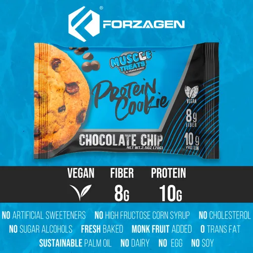 Miniatura 5 de Forzagen Muscle Treats - Galletas de proteína con 2 sabores disponibles, chispas de chocolate y chocolate de medianoche