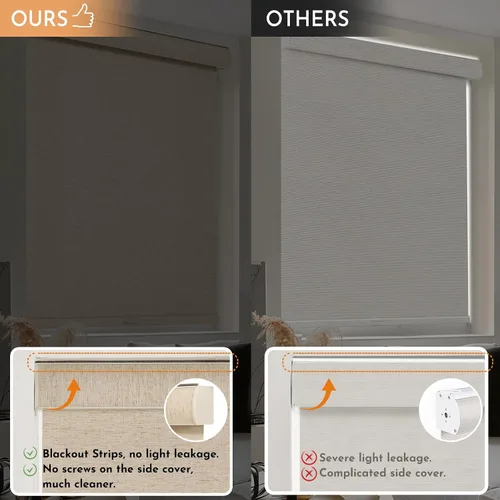 Miniatura 4 de Persilux Persianas Enrollables Opacas para Ventanas, Sin Cordón, Tela de Lino, Persianas Enrollables, Tela con Aislamiento Térmico Protección UV