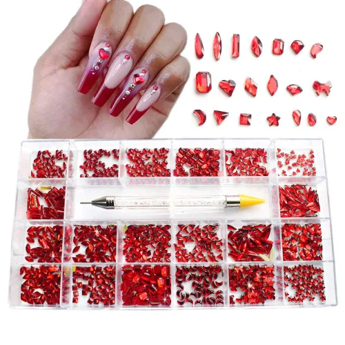 Miniatura 13 de 1 caja 3D lindo oso/pajaritas/mariposa resina decoración de uñas Aurora flores diseños holográficos adornos de uñas falda suministros de uñas