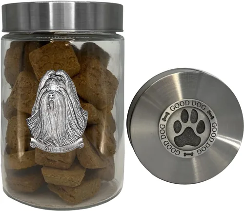 Miniatura 38 de Heritage Pewter Basset Hound Good Dog Treat Jar – Tarro de golosinas de 34 onzas con tapa hermética a rosca Regalo para propietarios de Basset