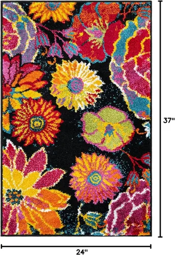 Miniatura 2 de Unique Loom colección Lyon - Alfombra Kennedy (2 x 3 pies 1 pulgada, Rectangular, Negro/Verde)