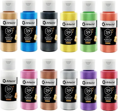 Miniatura 38 de Artecho - Pintura acrílica blanco titanio (120 ml / 4.05 oz), tubos de pintura para manualidades artísticas sobre lienzo, piedra, roca, madera