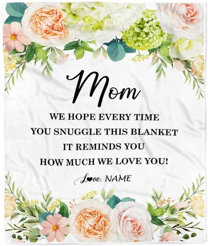 Miniatura 23 de Manta de vellón personalizada con texto en inglés «To My Mom», diseño de girasol de hija e hijo, carta de amor con texto en inglés «You are the