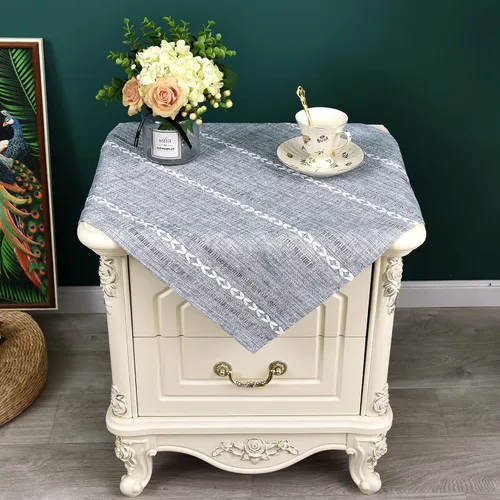 Miniatura 35 de NEWISHER Mantel cuadrado pequeño bordado rústico de 20 x 20 pulgadas, mantel de tela jacquard a rayas lavable para mesa de comedor para mesita