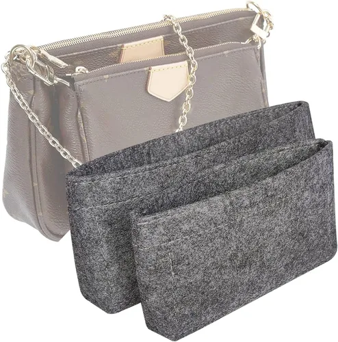 Vercord Bolsa organizadora de fieltro para bolsa de inserción de bolsa para múltiples accesorios de pochette añade bolsillo con cremallera, color