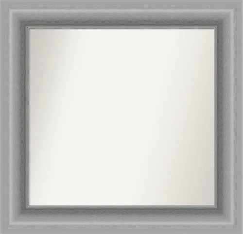 Miniatura 214 de Amanti Art Espejo de baño plateado para sobre fregadero, 26 x 26 pulgadas, espejo cuadrado de níquel pulido, marco de madera tradicional mediano, se