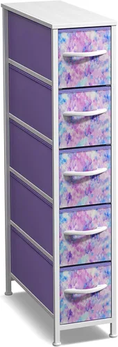 Miniatura 26 de Sorbus Cómoda Estrecha para Niños con 4 Cajones - Cajonera de Almacenamiento Vertical Delgada con Marco de Acero, Superficie de Madera y Tinte pastel
