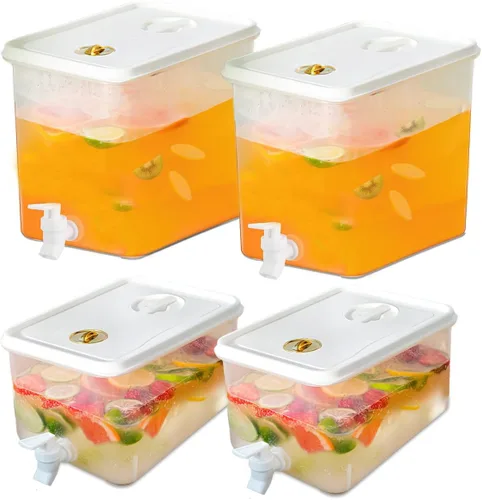Miniatura 7 de Dispensador de bebidas para refrigerador, dispensador de bebidas de plástico con espita, recipiente de jugo sellado con pantalla de filtro, jarra