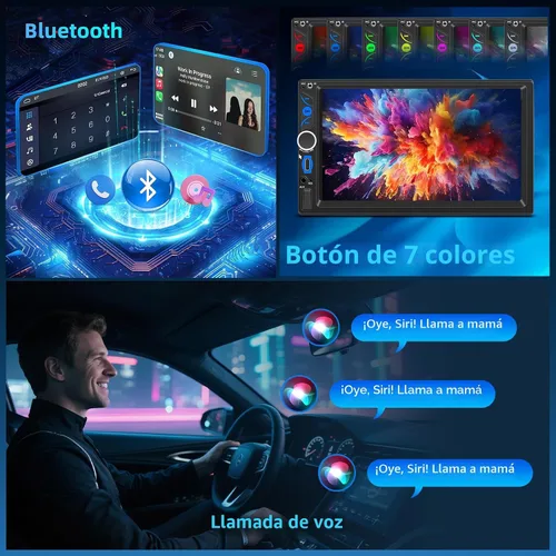 Miniatura 7 de 7 "con cable doble DIN coche estéreo Carplay Radio pantalla para receptores de audio de coche, Bluetooth Car Play Android Auto Touchscreen, FM