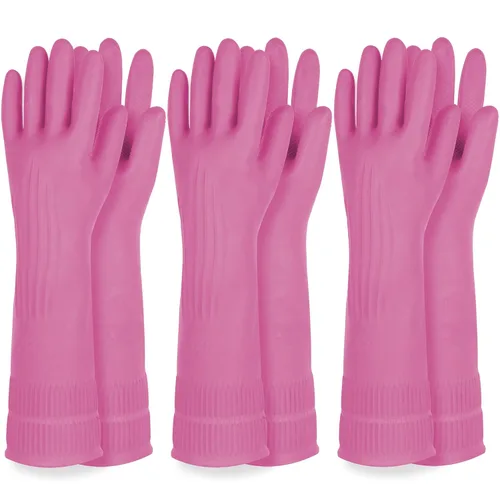 Miniatura 7 de DABOGOSA Mamison 2 pares de guantes de goma impermeables reutilizables para limpieza de lavavajillas para el hogar, guantes de cocina