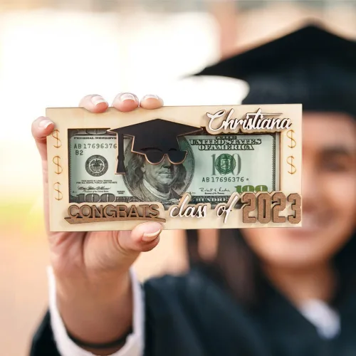 Titular de regalo de dinero de graduación con nombre personalizado, caja de tarjetas de graduación, soporte para dinero de la clase de 2024, regalo