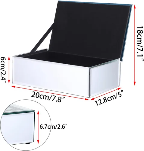 Miniatura 6 de Hipiwe Joyero de cristal con espejo con decoración de diamante triturado, organizador grande de baratijas, caja de tesoro, anillos, aretes, collar