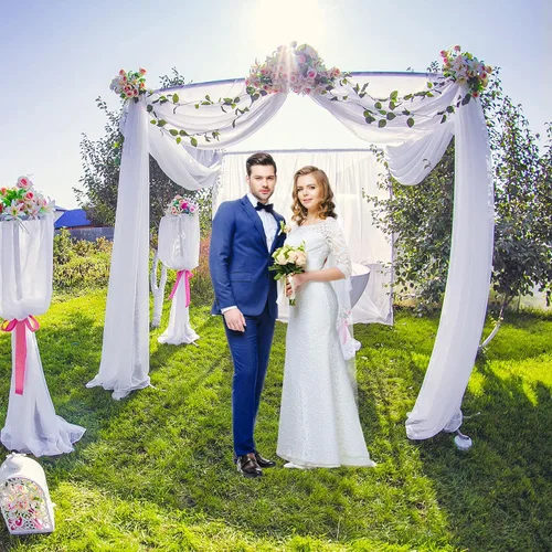 Miniatura 7 de Cortinas de techo blancas para bodas – 6 paneles de 5 x 10 pies de gasa blanca para cortinas de telón de fondo transparentes para bodas, fiestas