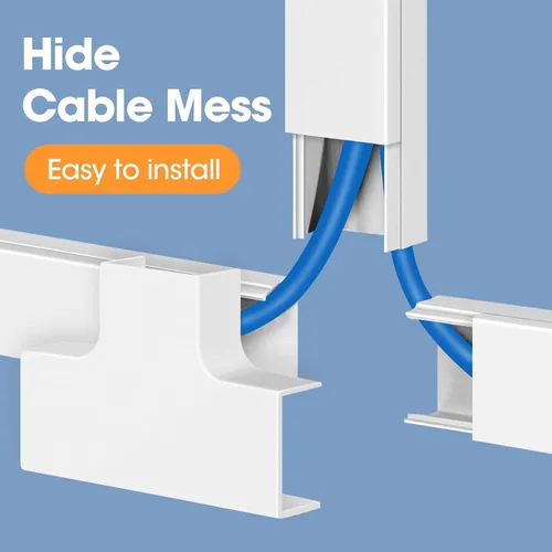 Miniatura 5 de YesBes Kit de ocultador de cable de 116 pulgadas, cubiertas de cable para cables en la pared, canaleta de cables pintable, protector de cable