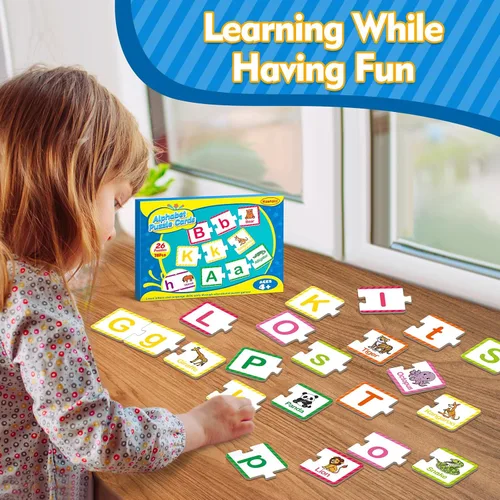 Miniatura 7 de Kasfalci Tarjetas flash de rompecabezas del alfabeto, 78 tarjetas ABC para niños, juguetes de aprendizaje del alfabeto para niños pequeños, regalos