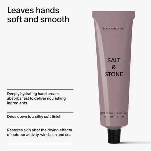 Miniatura 6 de Salt & Stone Crema de manos para mujeres y hombres Rosa negra y Oud Hidrata, nutre y suaviza la piel Restaura las manos secas y agrietadas