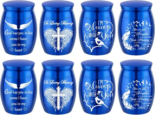 Miniatura 11 de Urnas pequeñas de color para cenizas, juego de 8, mini urnas de aluminio, urnas de cremación para cenizas de humanos/mascotas, soporte para cenizas