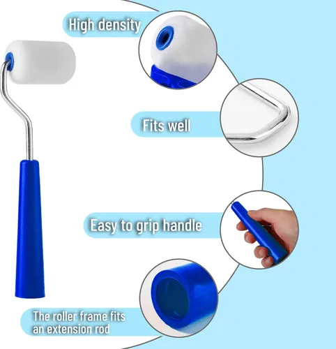 Miniatura 3 de Bates - Kit de rodillos de pintura de espuma de 2 pulgadas, 10 piezas, kit de rodillos de pintura pequeños, 1 bandeja de pintura de plástico, 2 Azul