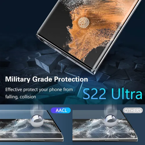 Miniatura 8 de AACL [Compatible con huellas dactilares] [Paquete de 3] Protector de pantalla de vidrio templado curvado 3D para Samsung Galaxy S22 Ultra 5G