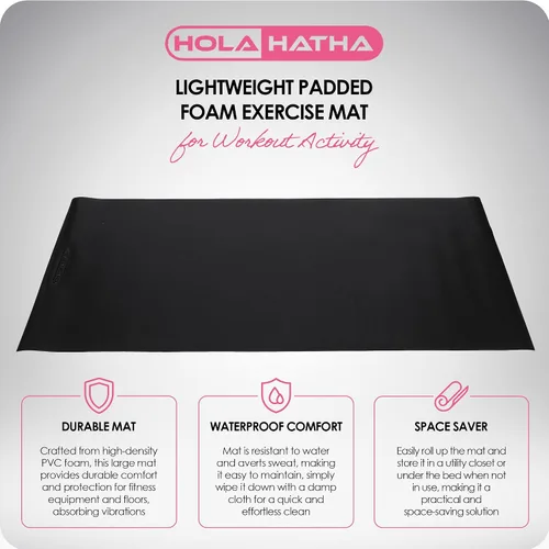 Miniatura 3 de HolaHatha Tapete de yoga ligero y acolchado, antideslizante de espuma gruesa plegable para estiramiento y actividad de entrenamiento, 79 x 35.5