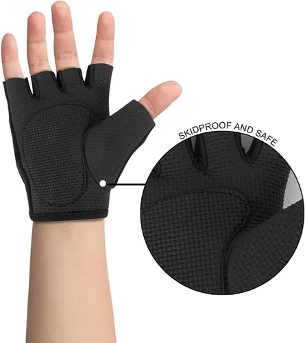 Miniatura 2 de Luwint Guantes de entrenamiento sin dedos para niños, guantes antideslizantes de fitness para niños, ciclismo, yoga, levantamiento de pesas, 1 par