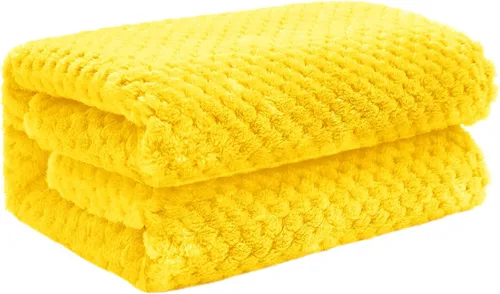 Miniatura 13 de Exclusivo Mezcla - Manta de vellón extragrande para sofá o cama, mantas supersuaves y cálidas con textura de gofre, acogedora, mullida y ligera Azul