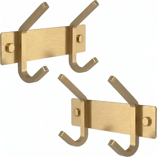 Miniatura 24 de Perchero de Abrigos Pequeño Negro Mate para Pared – Riel de Ganchos de Acero Inoxidable de 6 Pulgadas con 2 Ganchos Dobles para Abrigos