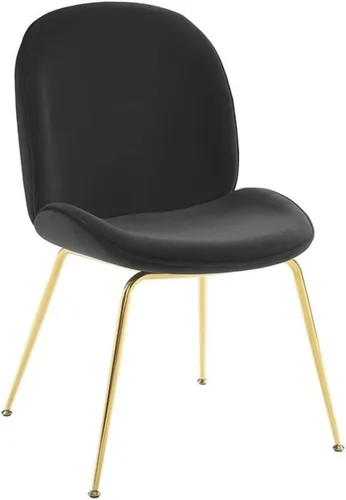 Modway EEI-3548-BLK - Silla de comedor de terciopelo de alto rendimiento, patas de acero inoxidable, color negro