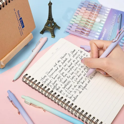 Miniatura 2 de Drawdart Bolígrafos de escritura suave, 12 unidades que no se corren ni manchan, punta fina de tinta negra (0.020 in), bolígrafos estéticos 12