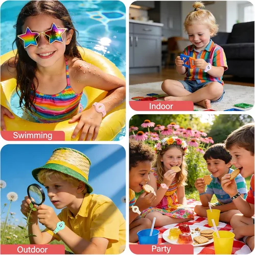 Miniatura 7 de Compatible con pulseras impermeables AirTag para niños, paquete de 4 pulseras de cobertura completa, soporte de cubierta oculta, bonito diseño