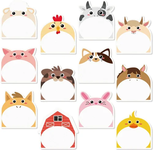 Miniatura 16 de Yinder 24 blocs de notas adhesivas divertidas Kawaii de animales, notas adhesivas de dibujos animados a granel, regalo autoadhesivo para San