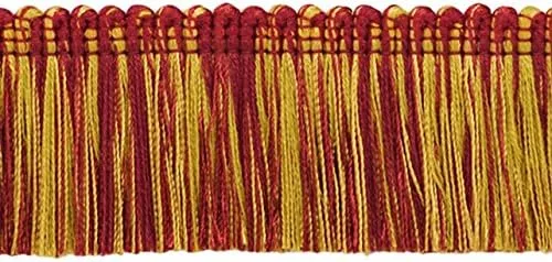 DÉCOPRO 1 3/4 pulgadas de largo (1.6 in) de largo, colección Noblesse hermoso ribete de flecos (0175HB), color burdeos, dorado, rojo, multicolor
