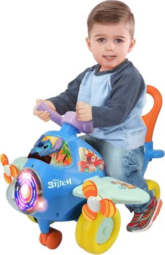 Miniatura 4 de Kiddieland: Avión de actividad: Stitch - Vehículo Disney con luz y sonido, pie a piso, tablero interactivo, hélices, mango de empuje y tracción