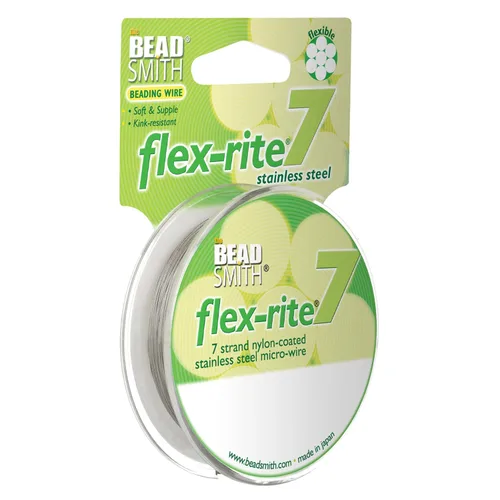 Miniatura 37 de The Beadsmith Flex-Rite - Alambre de acero inoxidable recubierto de nailon de 7 hebras, 0.007 pulgadas de diámetro, transparente, carrete de 30