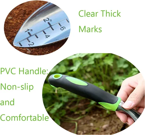 Miniatura 4 de Paleta de jardín y pala ancha de mano puntiaguda con mango ergonómico antideslizante de goma suave para plantar, trasplantar, deshierbar, mover
