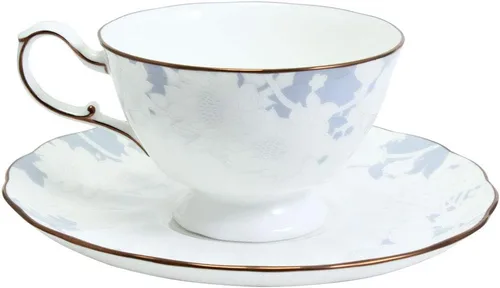 Miniatura 2 de Narumi 52187-6792 - Plato de taza, color rosa blanco, 7.3 onzas líquidas (210 cc), azul, patrón floral, elegante, elegante, regalo, té, café, caja