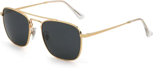 JIM HALO Gafas de sol de aviador cuadradas retro de alta calidad lentes de vidrio planas de metal para hombres y mujeres