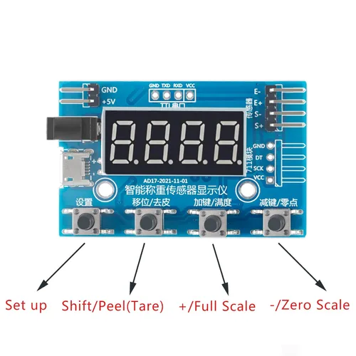 Miniatura 2 de HX711 Módulo de célula de carga digital, sensor de peso módulo A/D con pantalla Báscula de pesaje de 24 bits Smart Arduino Célula de carga Pantalla