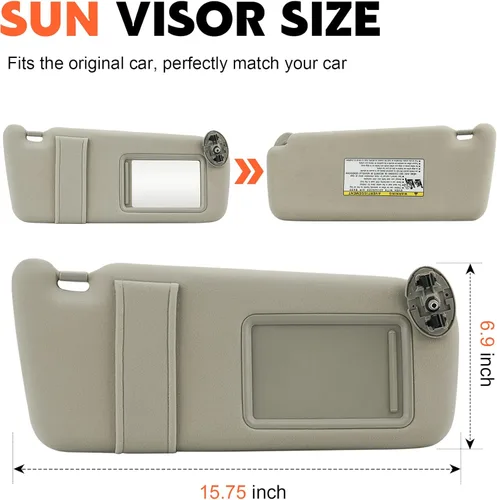 Miniatura 2 de Reemplazo de visera parasol beige del lado del conductor izquierdo + lado del pasajero derecho compatible con Toyota Camry 2007 2008 2009 2010 2011