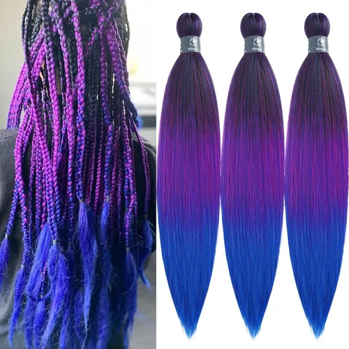 Miniatura 81 de pelo trenzado preestirado marrón, pelo trenzado Kanekalo, pelo trenzado preestirado de 26 pulgadas, 6 paquetes plegados, textura Yaki, extensiones