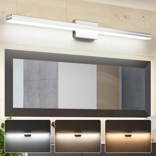 Miniatura 41 de SineRise Barra de Luz LED Moderna para Tocador de Baño de 16 Pulgadas, Accesorios de Iluminación de Pared de Baño Modernos de Acrílico Cromado Sobre