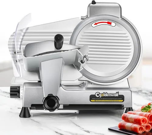 Miniatura 8 de CGOLDENWALL Máquina cortadora de carne comercial, 240W, 0-0.7" grosor ajustable, cortadora eléctrica de carne de delicatessen, queso y alimentos