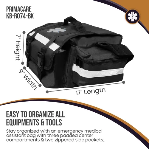 Miniatura 4 de Primacare KB-RO74-BK Bolsa de trauma de primera respuesta, 17 x 9 x 7 pulgadas, negro, organizador de suministros médicos EMT/EMS con separadores