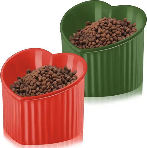 Miniatura 15 de Mumufy 2 piezas de cuencos elevados de cerámica para gatos, cuencos para mascotas inclinados y elevados, antivuelco, plato para gatos