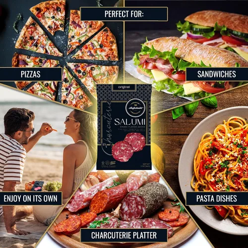 Miniatura 5 de Aufschnitt Meats Kosher Salumi - Salchicha en rodajas, carne de embutidos - Carne fermentada fina - 2 onzas, original, paquete de 12