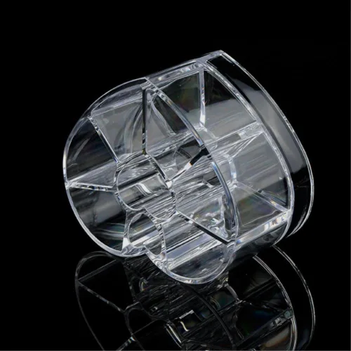 Miniatura 2 de Porta brochas de maquillaje y cosméticos de corazón acrílico transparente con 8 compartimentos