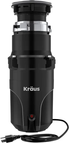 Kraus WasteGuard 1/2 HP - Eliminación de basura de alimentación continua con motor ultrasilencioso y montaje de conexión rápida, cable de
